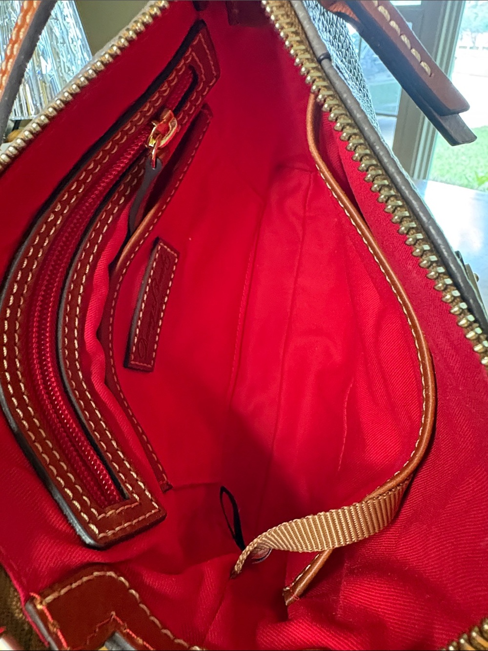 Dooney & Bourke Pebble Leather Crossbody in Taupe with Brown Trim - Picture 9 of 9